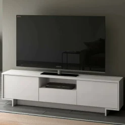 Mobile TV bianco 170x42x48h cm 2 ante e 1 cassetto - Atina