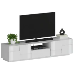 Mobili Porta Tv|Salotto > Dmora Mobile TV 220x44x46h cm 4 ante e 1 cassetto - Maestrale Bianco
