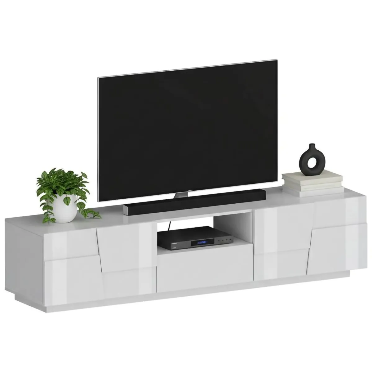 Mobili Porta Tv|Salotto > Dmora Mobile TV 220x44x46h cm 4 ante e 1 cassetto - Maestrale Bianco
