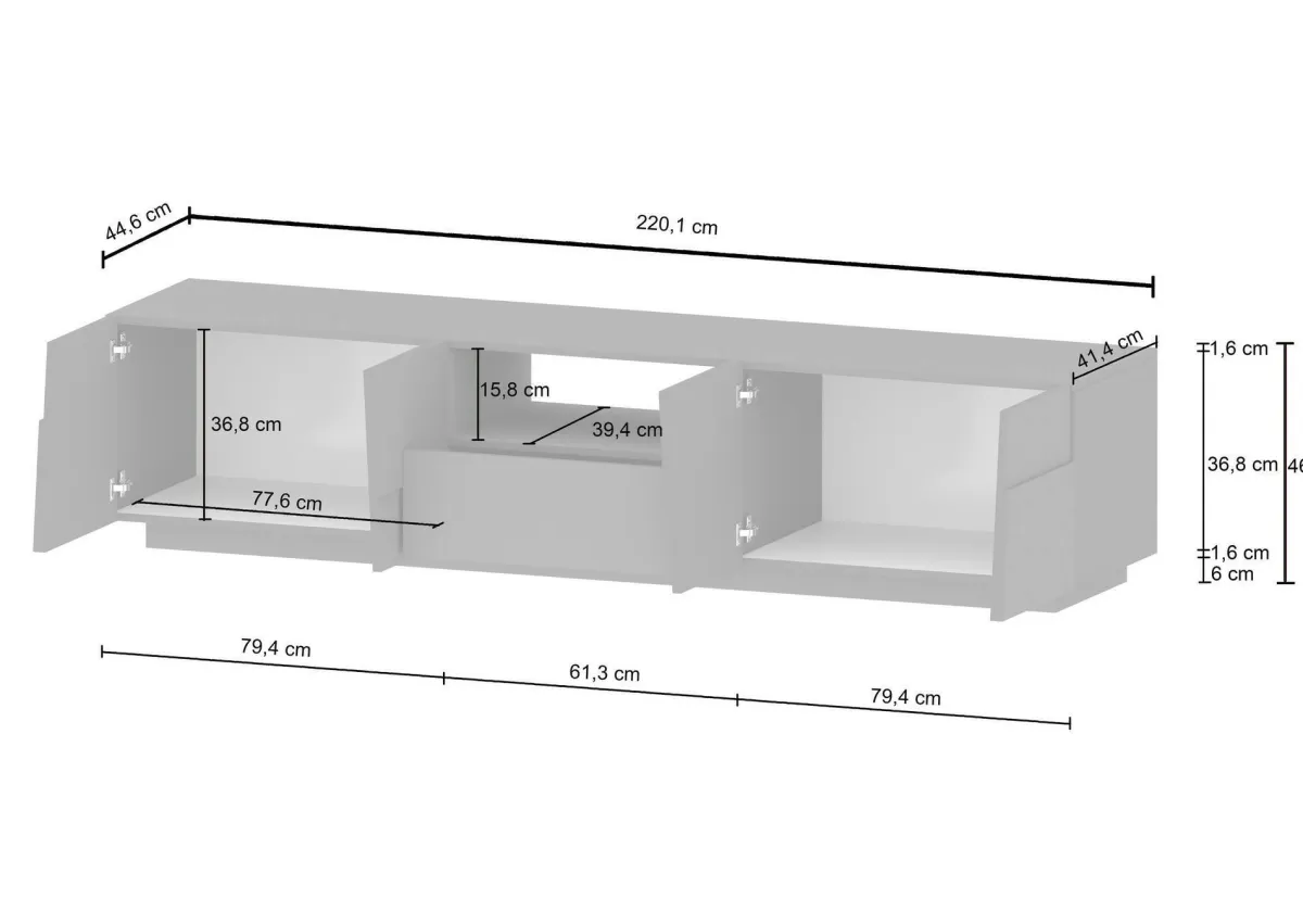 Mobili Porta Tv|Salotto > Dmora Mobile TV 220x44x46h cm 4 ante e 1 cassetto - Maestrale Bianco