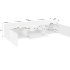 Salotto > Dmora Mobile TV 160x40x35h cm 3 ante - Edoarda Bianco