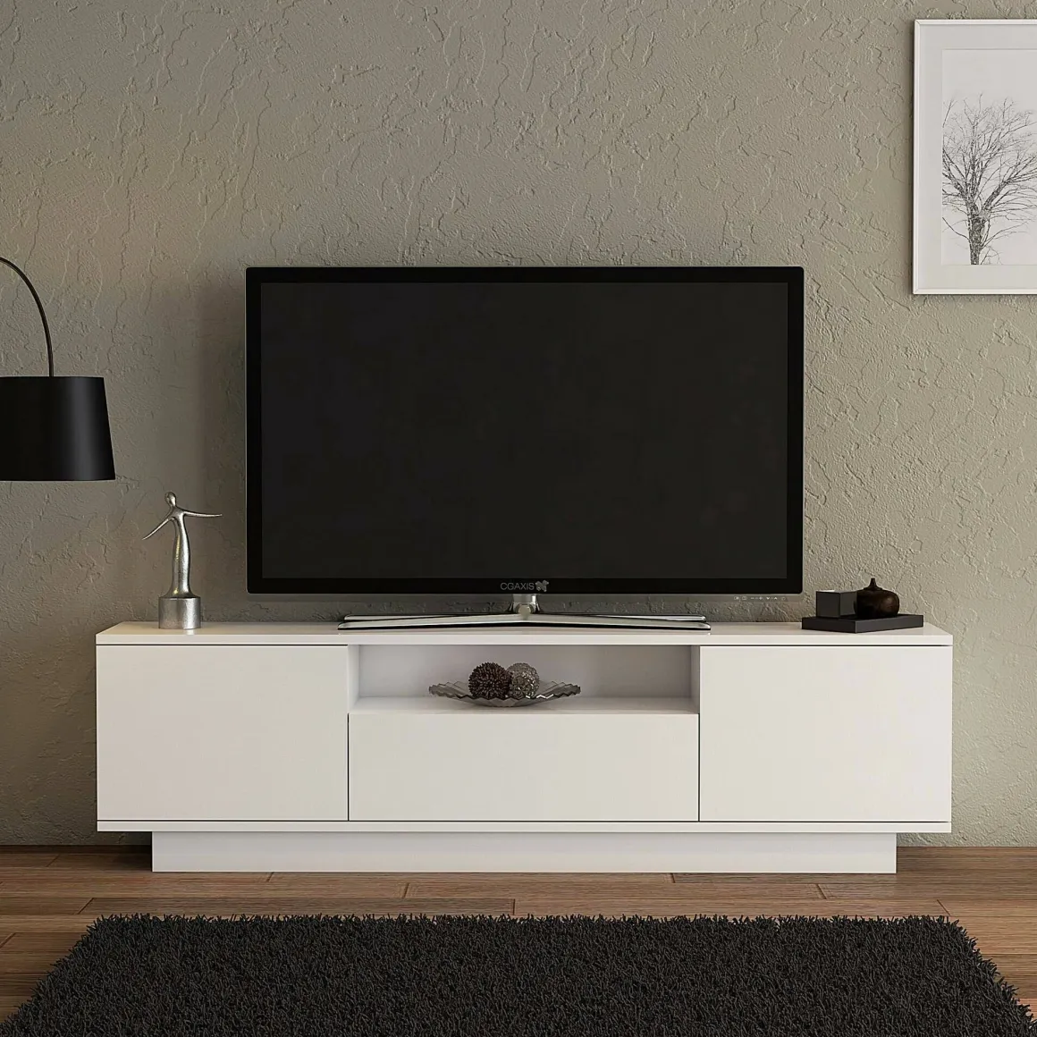Mobile TV bianco 160x30x45h cm 3 ante - Giuseppa