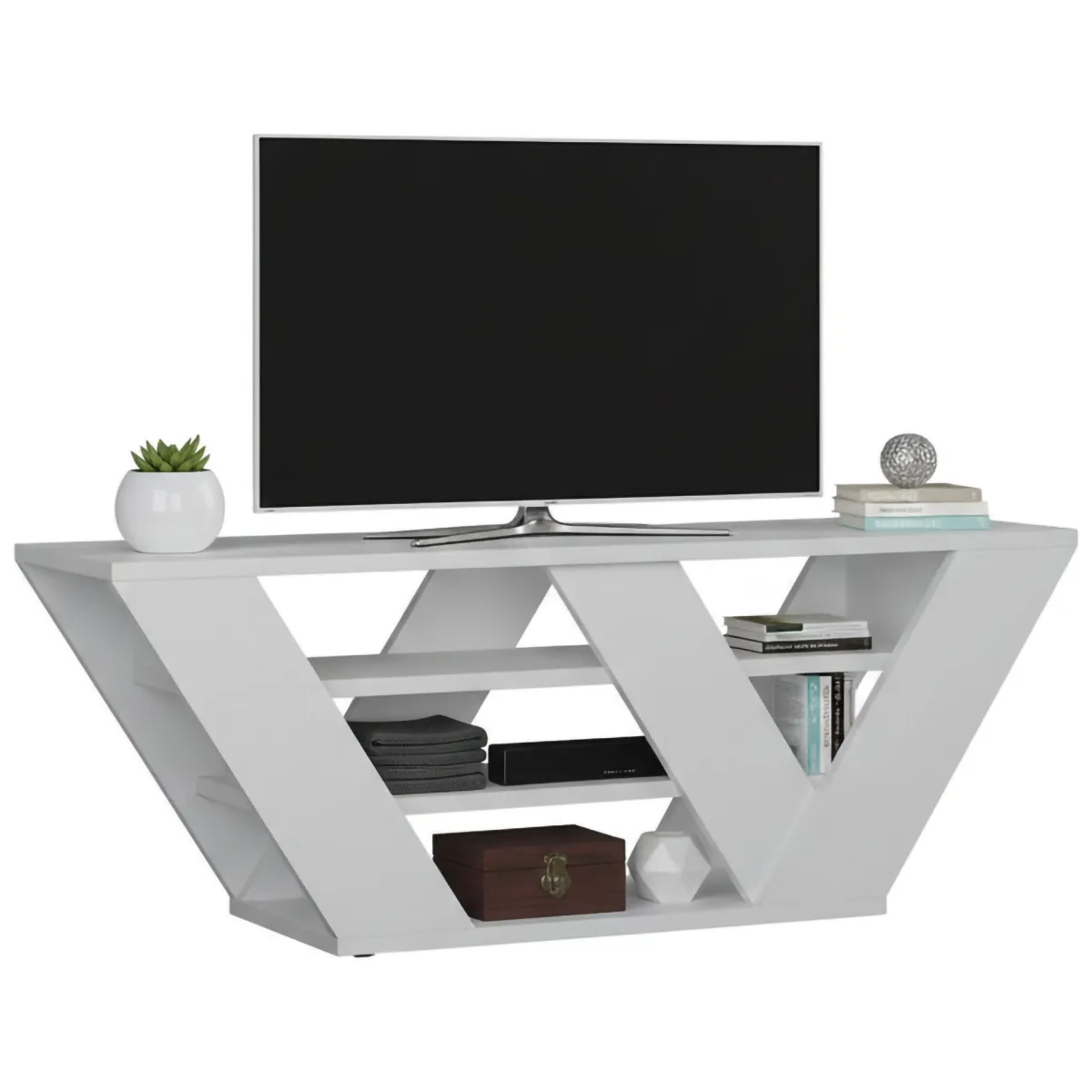 Mobili Porta Tv|Salotto > Dmora Mobile TV 110x30x40h cm in legno - Amazzonite Bianco