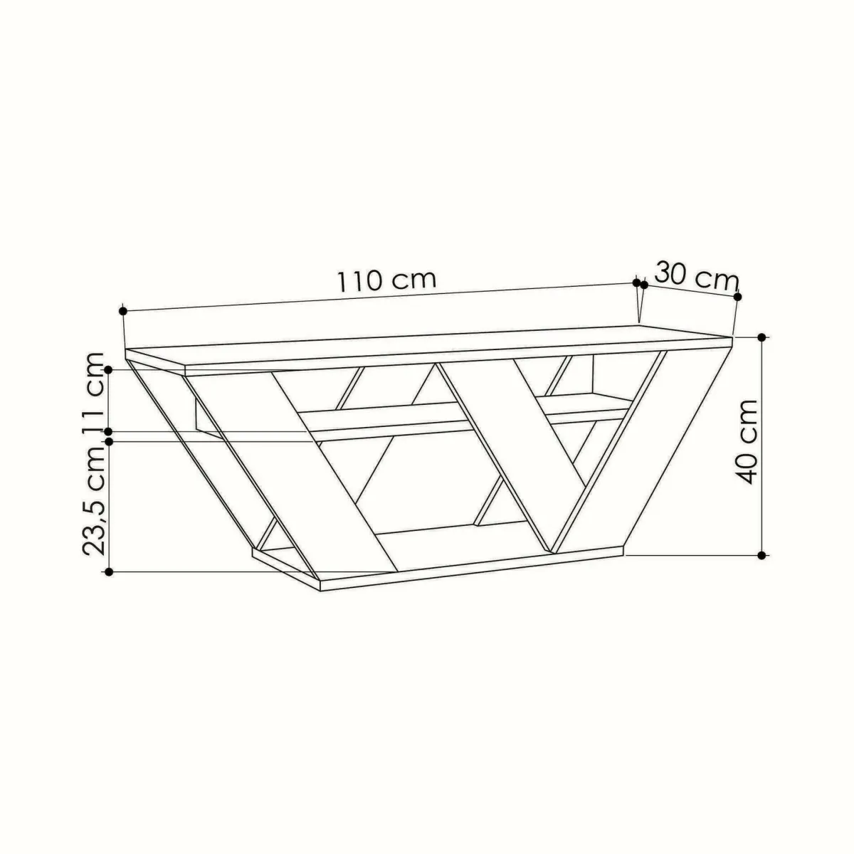 Mobili Porta Tv|Salotto > Dmora Mobile TV 110x30x40h cm in legno - Amazzonite Bianco