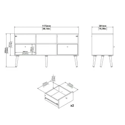 Mobile TV bianco 117x39x60h cm in legno - Conte