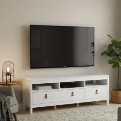 Mobili Porta Tv > Dmora Mobile TV 151x38x54h cm in legno - Astana Bianco