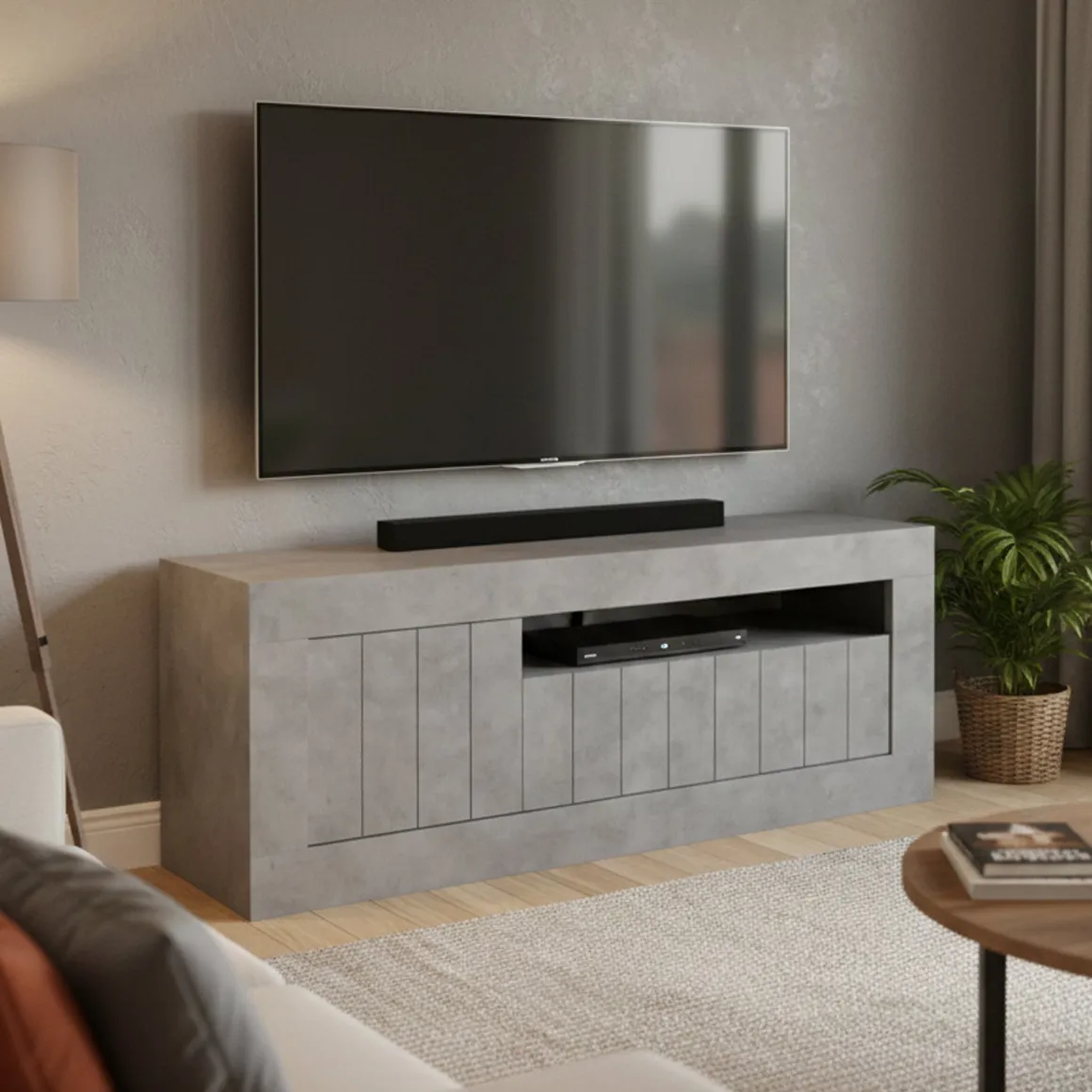 Mobile TV cemento 138x42x56h cm 3 ante - Iole