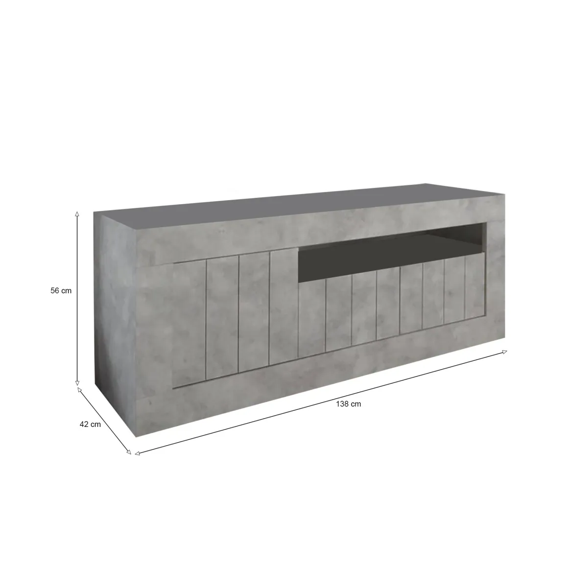 Mobile TV cemento 138x42x56h cm 3 ante - Iole