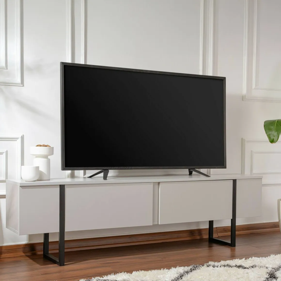 Mobile TV grigio e nero 180x29x50h cm 2 ante - Lilith