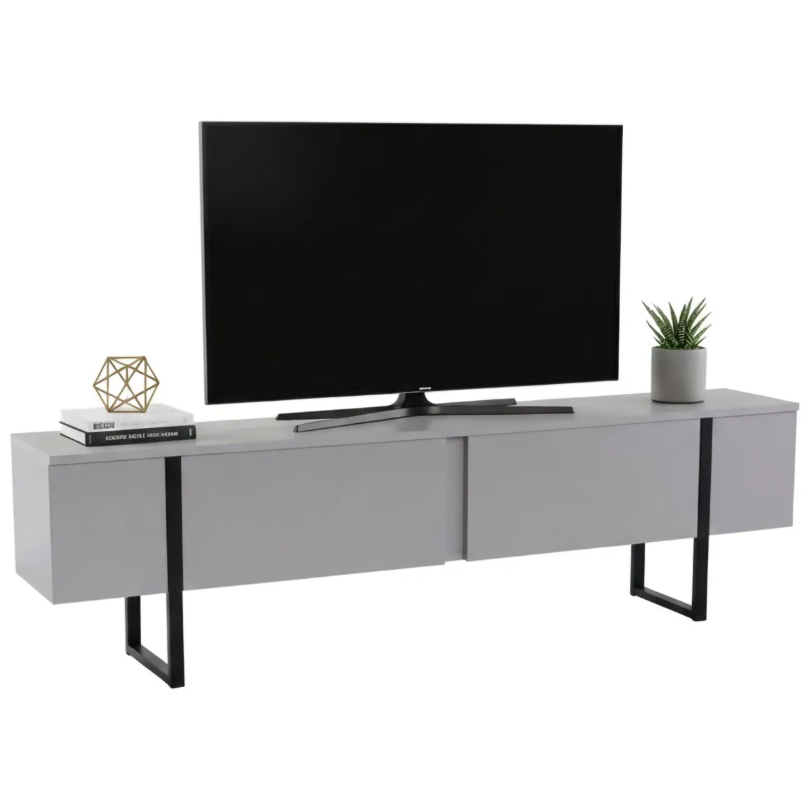 Mobile TV grigio e nero 180x29x50h cm 2 ante - Lilith