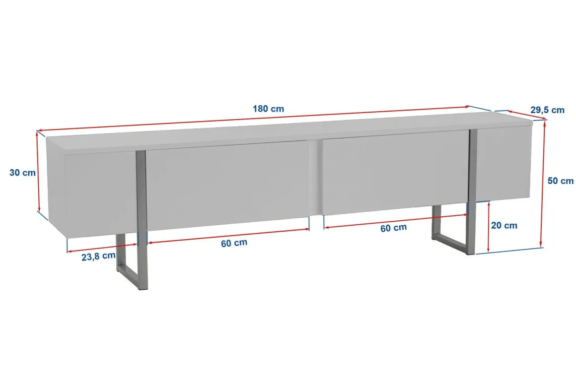 Mobile TV grigio e nero 180x29x50h cm 2 ante - Lilith