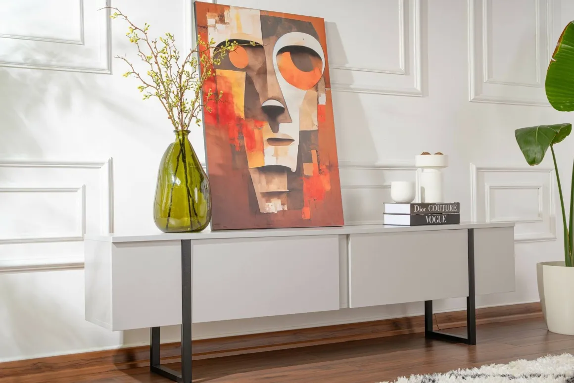 Mobile TV grigio e nero 180x29x50h cm 2 ante - Lilith