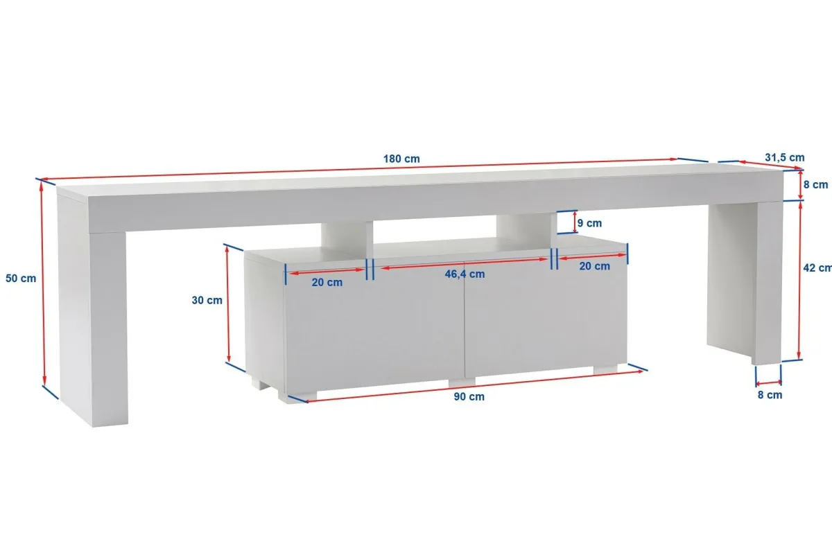 Mobili Porta Tv > Dmora Mobile TV 180x31x50h cm 2 ante - Andarna Grigio