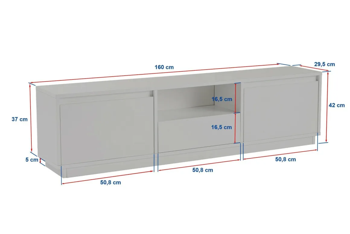 Mobile TV grigio 160x29x42h cm 3 ante - Morrigan