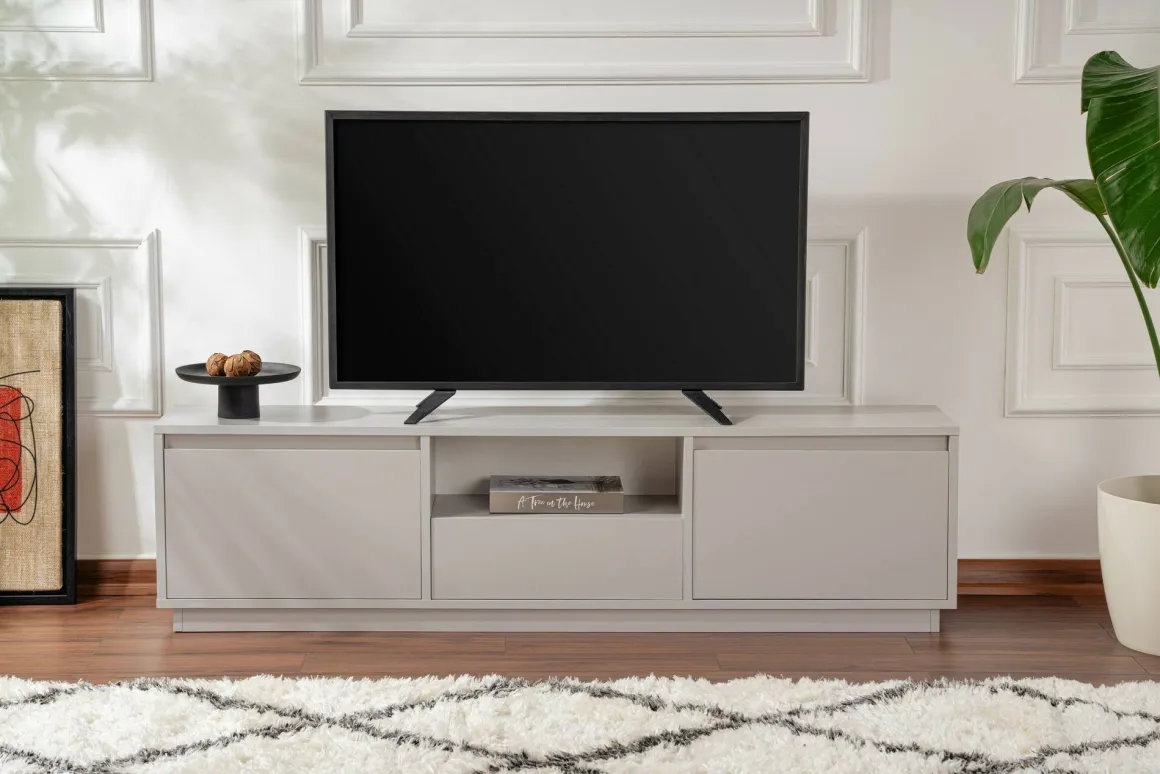 Mobile TV grigio 160x29x42h cm 3 ante - Morrigan