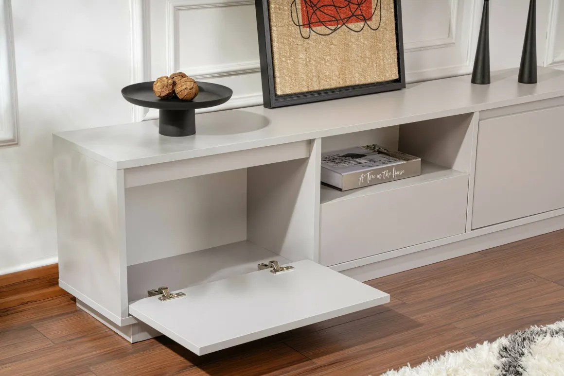 Mobile TV grigio 160x29x42h cm 3 ante - Morrigan
