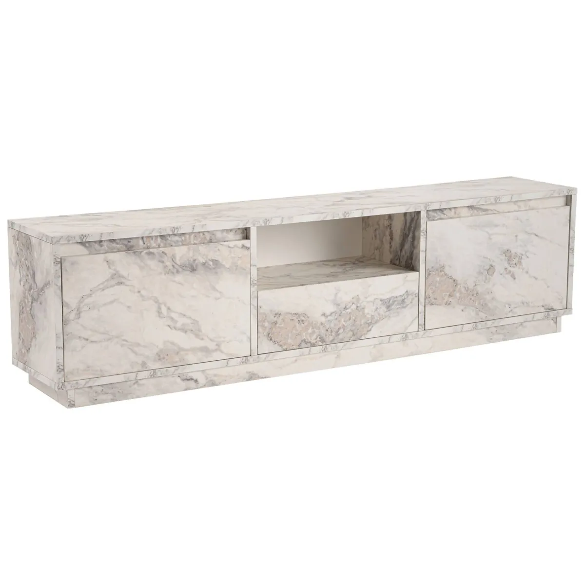 Mobili Porta Tv > Dmora Mobile TV marmo 160x29x42h cm 3 ante - Morrigan Grigio Marmo, Bianco Marmo