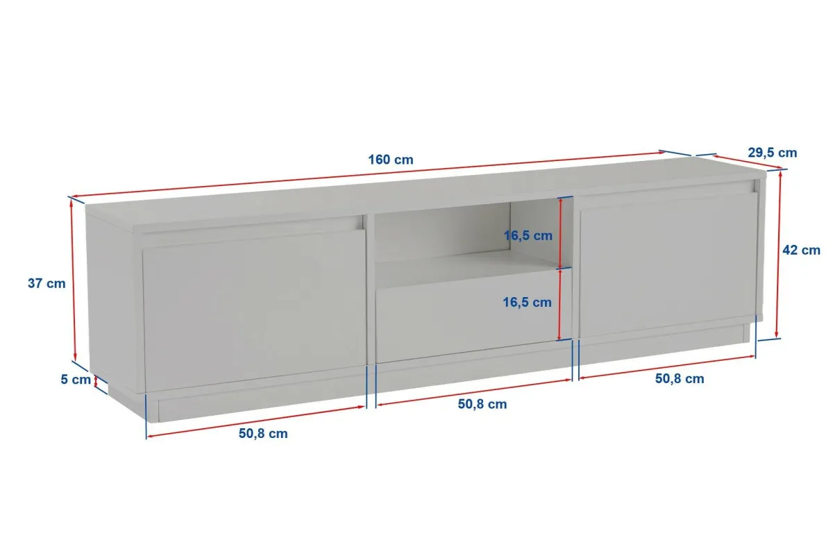 Mobili Porta Tv > Dmora Mobile TV marmo 160x29x42h cm 3 ante - Morrigan Grigio Marmo, Bianco Marmo