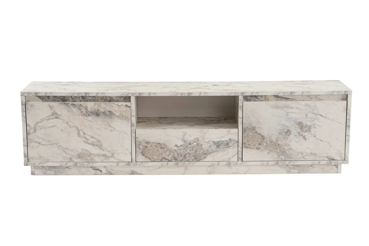 Mobili Porta Tv > Dmora Mobile TV marmo 160x29x42h cm 3 ante - Morrigan Grigio Marmo, Bianco Marmo