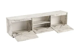 Mobili Porta Tv > Dmora Mobile TV marmo 160x29x42h cm 3 ante - Morrigan Grigio Marmo, Bianco Marmo