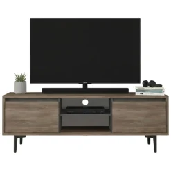 Mobile TV marrone e antracite 140x35x48h cm 2 ante - Toscana