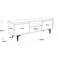 Mobile TV marrone e antracite 140x35x48h cm 2 ante - Toscana