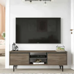 Mobile TV marrone e antracite 140x35x48h cm 2 ante - Toscana
