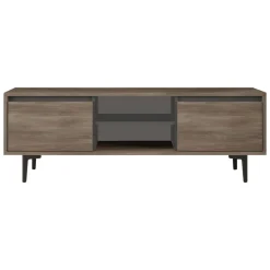 Mobile TV marrone e antracite 140x35x48h cm 2 ante - Toscana