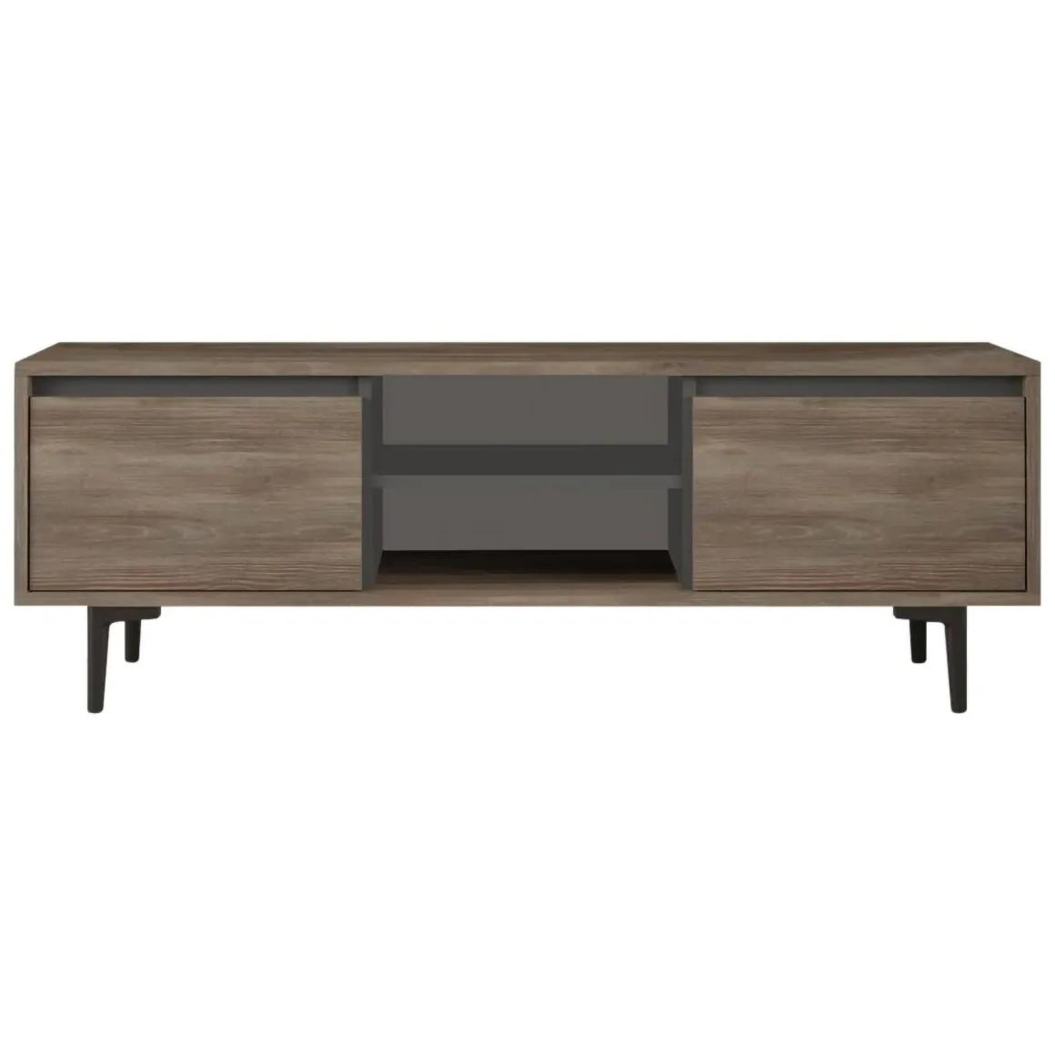 Mobile TV marrone e antracite 140x35x48h cm 2 ante - Toscana