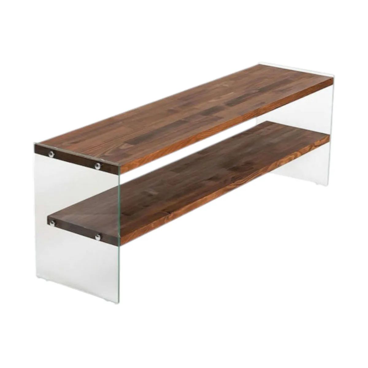 Mobili Porta Tv > Dmora Mobile TV marrone e trasparente 140x35x45h cm in legno - Umbria Trasparente, Marrone