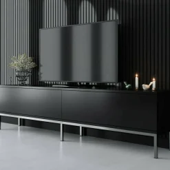 Mobili Porta Tv|Salotto > Dmora Mobile TV nero e argento 180x30x47h cm modulabile - Espero Argento, Nero