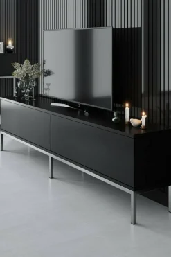 Mobili Porta Tv|Salotto > Dmora Mobile TV nero e argento 180x30x47h cm modulabile - Espero Argento, Nero