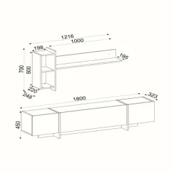 Mobili Porta Tv|Salotto > Dmora Mobile TV nero e oro 180x32x45h cm 3 ante - Beinasco Oro, Nero