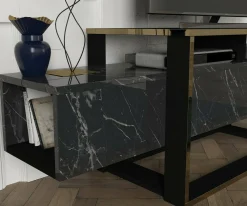Mobile TV nero e oro 160x46x49h cm in legno - Jo