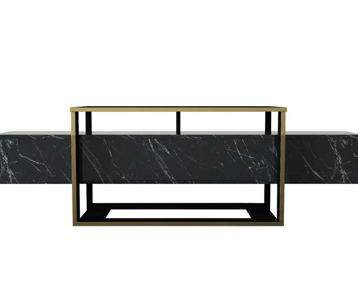 Mobile TV nero e oro 160x46x49h cm in legno - Jo