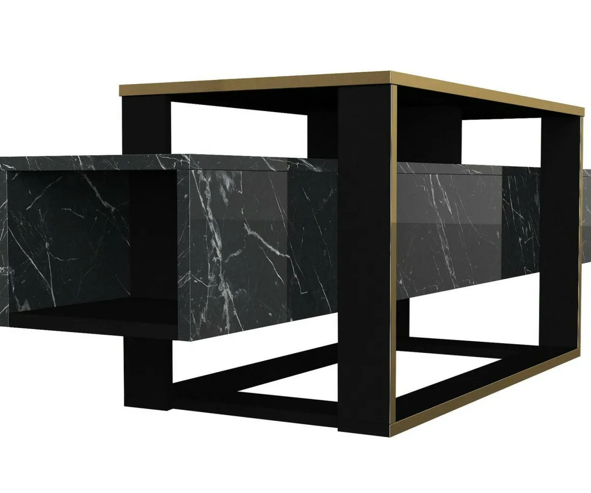 Mobile TV nero e oro 160x46x49h cm in legno - Jo