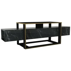 Mobile TV nero e oro 160x46x49h cm in legno - Jo