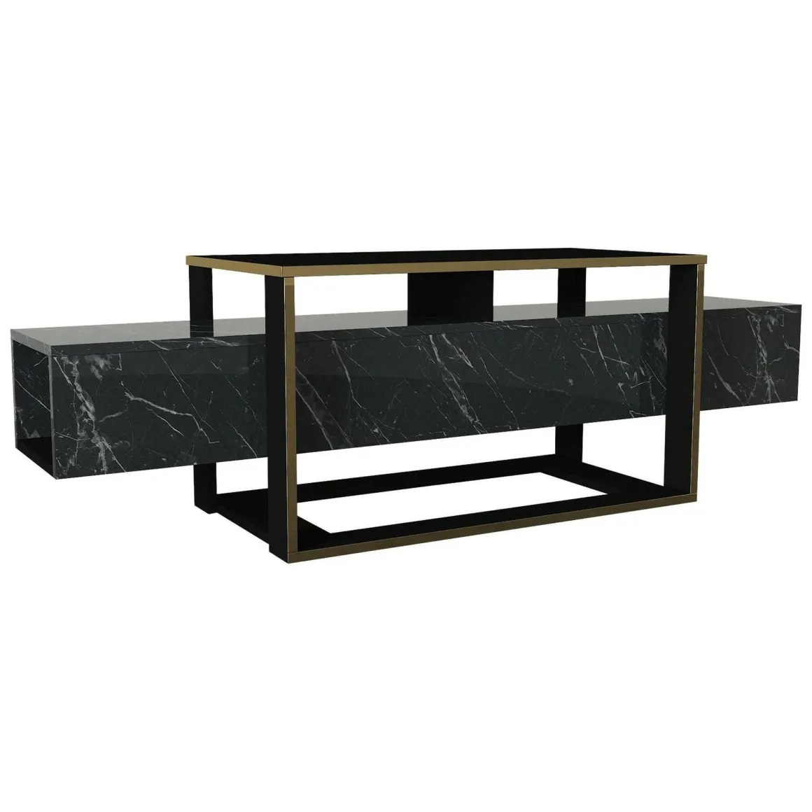 Mobile TV nero e oro 160x46x49h cm in legno - Jo