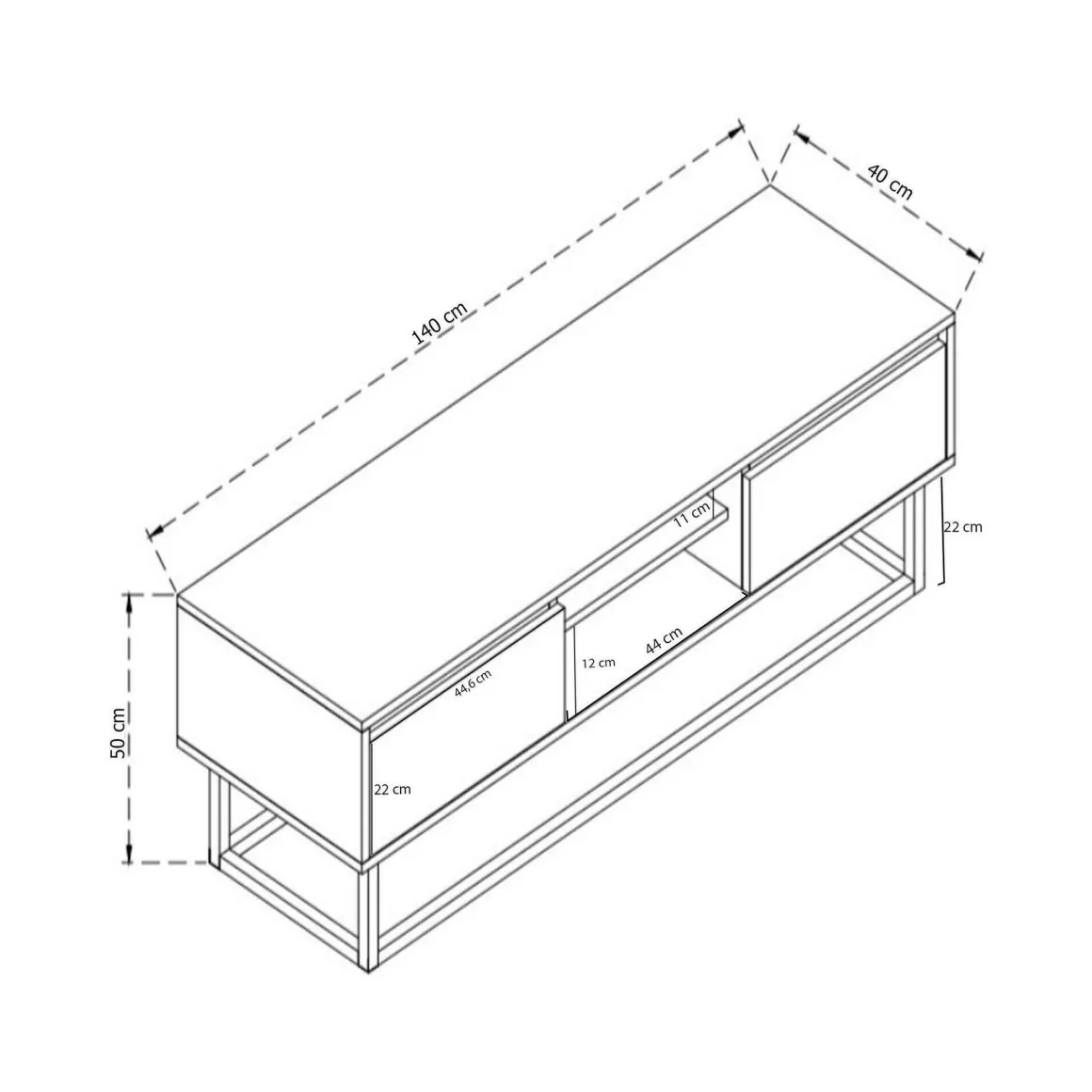 Mobili Porta Tv|Salotto > Dmora Mobile TV nero e quercia 180x40x50h cm in legno - Kira Marrone, Nero Quercia