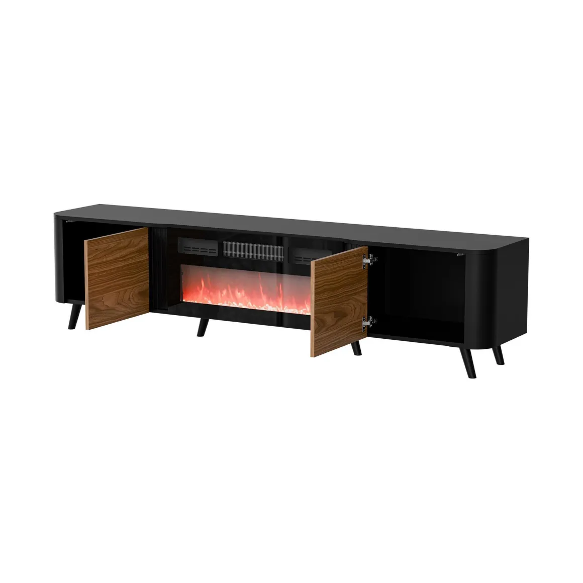 Mobile TV nero,noce 190x40x58h cm 2 ante - Vicino