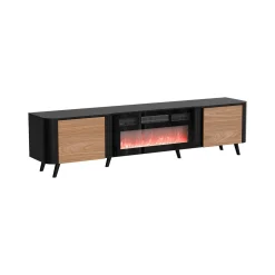 Mobile TV nero,noce 190x40x58h cm 2 ante - Vicino