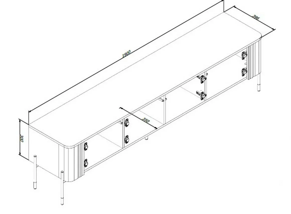 Mobile TV nero 190x39x50h cm 4 ante - Brembana