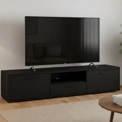 Mobili Porta Tv > Dmora Mobile TV 177x39x38h cm 2 ante e 1 cassetto - Giaele Nero