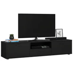 Mobili Porta Tv > Dmora Mobile TV 177x39x38h cm 2 ante e 1 cassetto - Giaele Nero