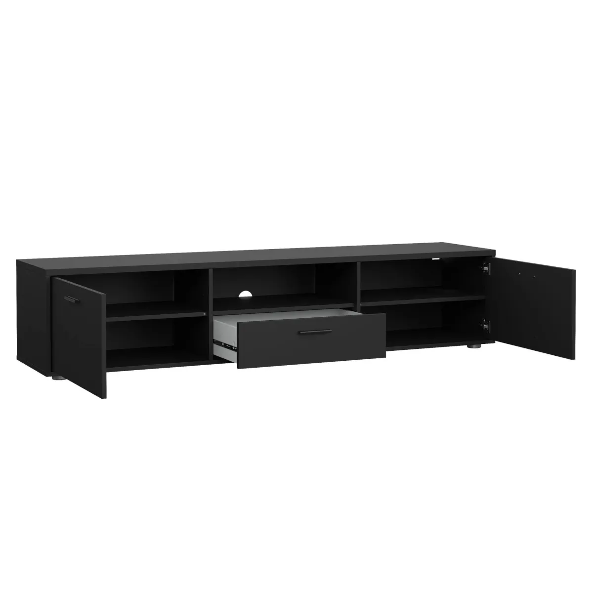 Mobili Porta Tv > Dmora Mobile TV 177x39x38h cm 2 ante e 1 cassetto - Giaele Nero