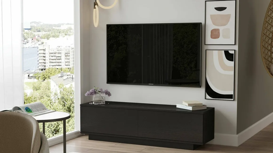 Mobile TV nero 140x35x38h cm 2 ante - Goro