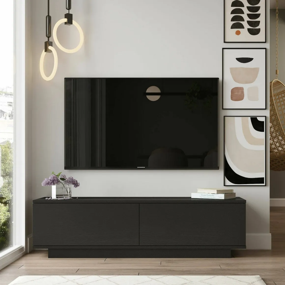 Mobile TV nero 140x35x38h cm 2 ante - Goro