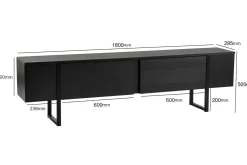 Mobile TV nero 180x29x50h cm 2 ante - Lilith
