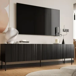 Mobili Porta Tv > Dmora Mobile TV 200x42x60h cm 4 ante - Sospiro Nero