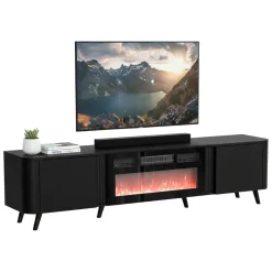 Mobili Porta Tv > Dmora Mobile TV 190x40x58h cm 2 ante - Vicino Nero